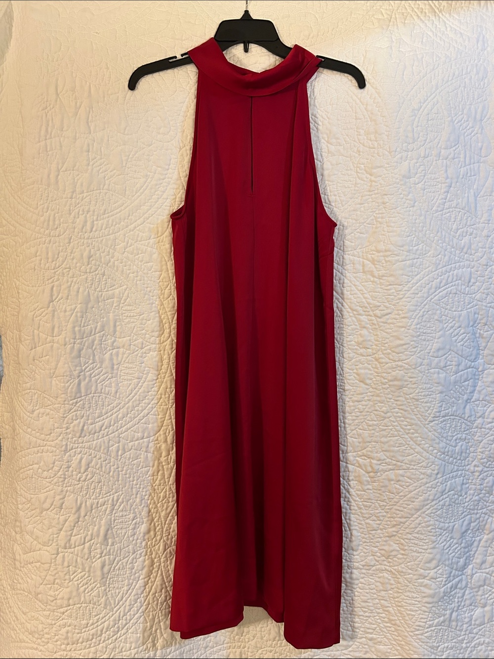 Banana Republic Sleeveless High-Neck Wine Red Midi Dress- Large Tall